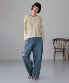 ローリーズファーム　 ボカシジャガードカーディガン