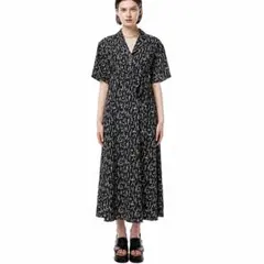 CLANE 花柄 ロングシャツワンピース ベルト付き 開襟 ネイビー サイズ1のサムネイル
