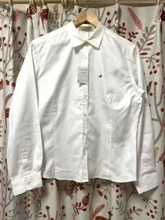 新品　クロコダイル 長袖 シャツ コットン　ブラウス ホワイト　LL 日本製