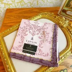 新品ランバン　LANVIN 　総柄　鳥刺繍　ハンカチ　ミニスカーフのサムネイル