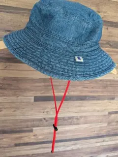 デニムブルー バケットハット アゴ紐調整可能ストラップ＆頭周り調整ゴム