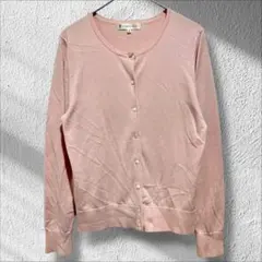 ♢クミキョク　カーディガン パールボタン　クルーネック　ベビーピンク　コットン