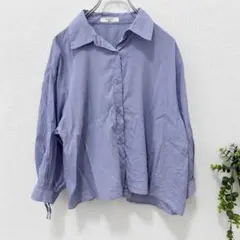Samansa Mos2 blue ギャザーシャツ F ブルーグレー 七分袖