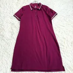 2568 美品✨ゴルフウェア テニスウェア L 半袖ポロワンピース 紫 スポーツ