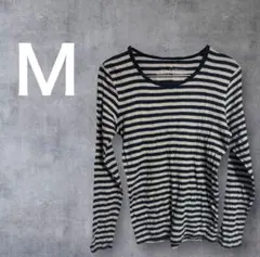 ストライプ 長袖 Tシャツ コットン【Ｍ】