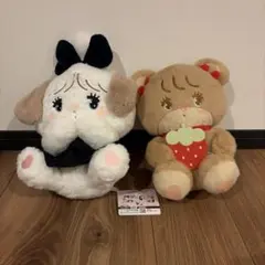 mikko illustration　いちごBIGぬいぐるみ ブラック　リボン