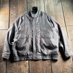 古着　短丈　ボンバージャケット　フライトジャケット　L チャコールグレー太アーム