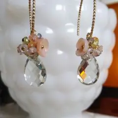 14kgf 天然石 花かんむりじろー(^^)モリモリピアス