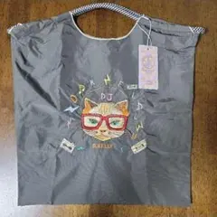 D.KELLY 刺繍トートバッグM(カーキグレー/DJネコちゃん)