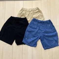 ハーフパンツ 3点セット 黒 ベージュ 青