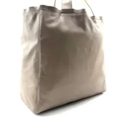 agnes b.　トートバッグ　A4収納可能　レザー　ロゴ刻印　グレーのサムネイル