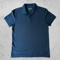 NAUTICA 半袖ポロシャツ L 刺繍ロゴ 黒　美品のサムネイル