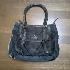 バーバリーブルーレーベル　トートバッグ　ナイロン　レザー　ブラック