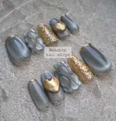 83. ショートバレリーナ　キルティング　ミラーフレンチ　ハート　【現品のみ】