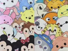 ツムツム ファンアート イラスト ポストカード 2枚セット