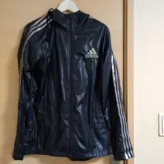 『アディダス』フード付きウインドブレーカースリーストライプメンズUSAサイズM
