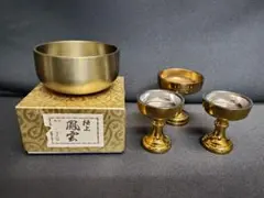 [불교 제단 세트] 최고급 봉황 오린 2인치 8분 상자/ 황금 불교 도자기, 차 그릇, 고객 3명