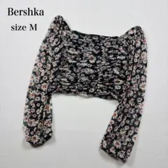 Bershka デイジー花柄メッシュ クロップトップ 長袖 M ブラックのサムネイル