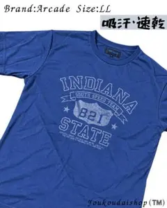 ARCADE 吸汗速乾 カレッジロゴ Tシャツ ネイビー LL
