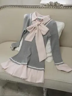 シャツドッキングプリーツワンピース lip service darich ピンク