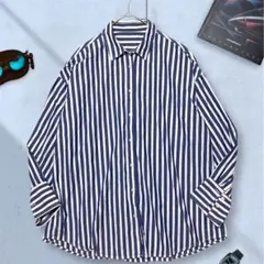 《GU》 ストライプシャツ XXL ブルー/青 ビッグシルエット オーバーサイズ