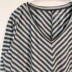 APT.9【L】Vネック ボーダーチュニック カットソー 海外古着　春