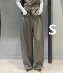 ジーナシス バレルレッグツイルパンツ S モカ
