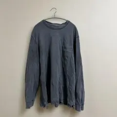 グレー 長袖カットソー 左胸ポケット付き　ロンT メンズ　海外輸入　シンプル無地