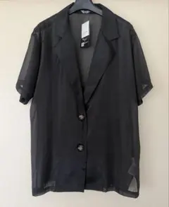 【最終値下げ】★ SUREVEラメ入り シアー 半袖シャツ ジャケット Vネック