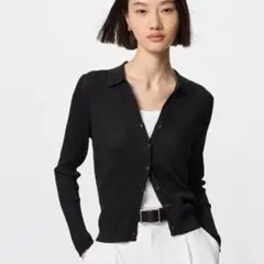 UNIQLO　リブポロカーディガン　ブラック