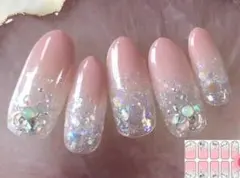 3Dジェルネイルシール  ピンク×グリーン/フレンチ