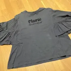 Clarté 半袖カットソー フリル袖 ネイビー