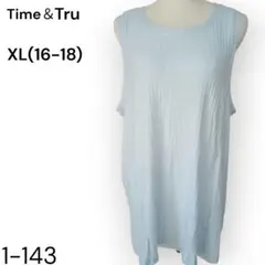美品Time&Truリブ編みロングタンクトップノースリーブチュニックXL