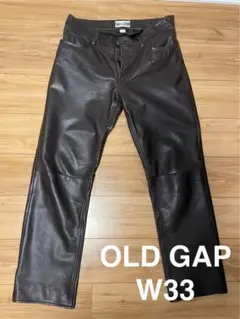 《OLD GAP》レザーパンツ (W33)ダークブラウン 早い者勝ち