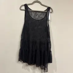 新品タグ付き　GU レースアシンメトリーヘムチュニック Lサイズ 黒のサムネイル