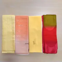 赤と緑のグラデーション 帯揚げと3種類の重ね衿