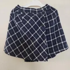 140cm●スカート風キュロット●ネイビーとホワイトのチェック柄