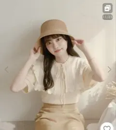 美品　Ambre Neige サマーハット サマーバケットハット　麦わら帽子