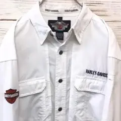 《希少》ハーレーダビッドソン HARLEY☆長袖シャツ L ホワイト NS91