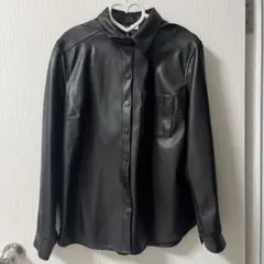 ブラックレザーシャツジャケット EUR 36 H&M