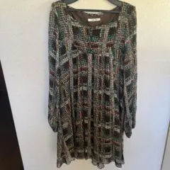 AS KNOW AS PINKY ドット柄長袖ワンピース