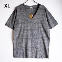【希少】無地 日本製 Vネック 半袖Tシャツ XL 杢グレー