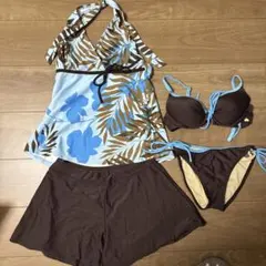 フラワープリント セパレート水着 4点セット　Mサイズ
