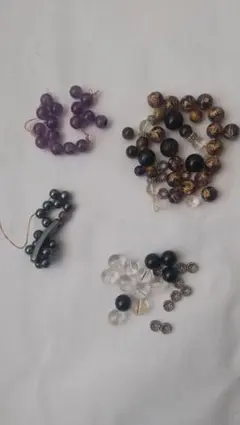 ブレスレットセット 紫 黒 透明 茶色