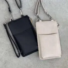 □マルチ ミニ ポシェット エクリュ シンプル レディース メンズ ウォレット