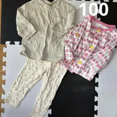 100センチ　パジャマ　長袖　長ズボン　花柄