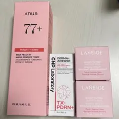 anua 化粧水　CNP 美容液　LANEIGE ナイトマスク
