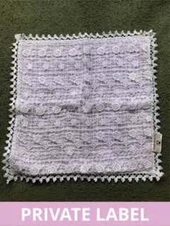 薄紫色 花模様 レースハンカチ