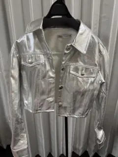 ZARA シルバー クロップドジャケット
