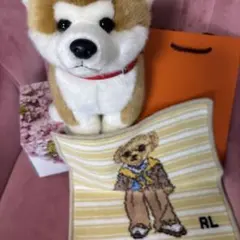 RL クマ刺繍 ハンカチ オレンジバッグ付き
